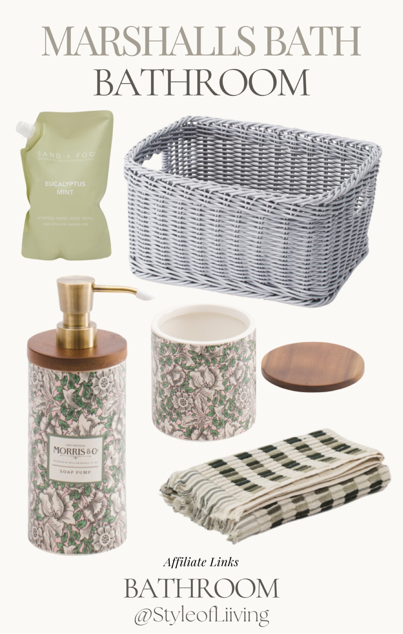 Marshalls home finds for the bathroom! Soap pump dispenser, basket storage, refill soap, cotton jar with lid, bath towels. Bath organization and storage.

#LTKFindsUnder50 #LTKHome #LTKFamily