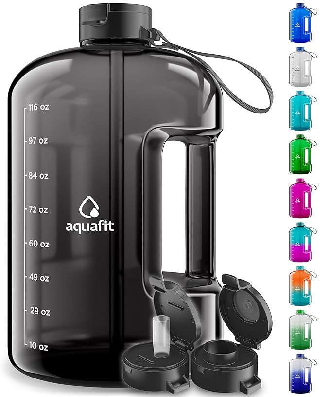 AQUAFIT 1 Gallon Water Bottle With Times To Drink - 1 Gallon Water Bottle With Straw - Motivation... | Amazon (US)