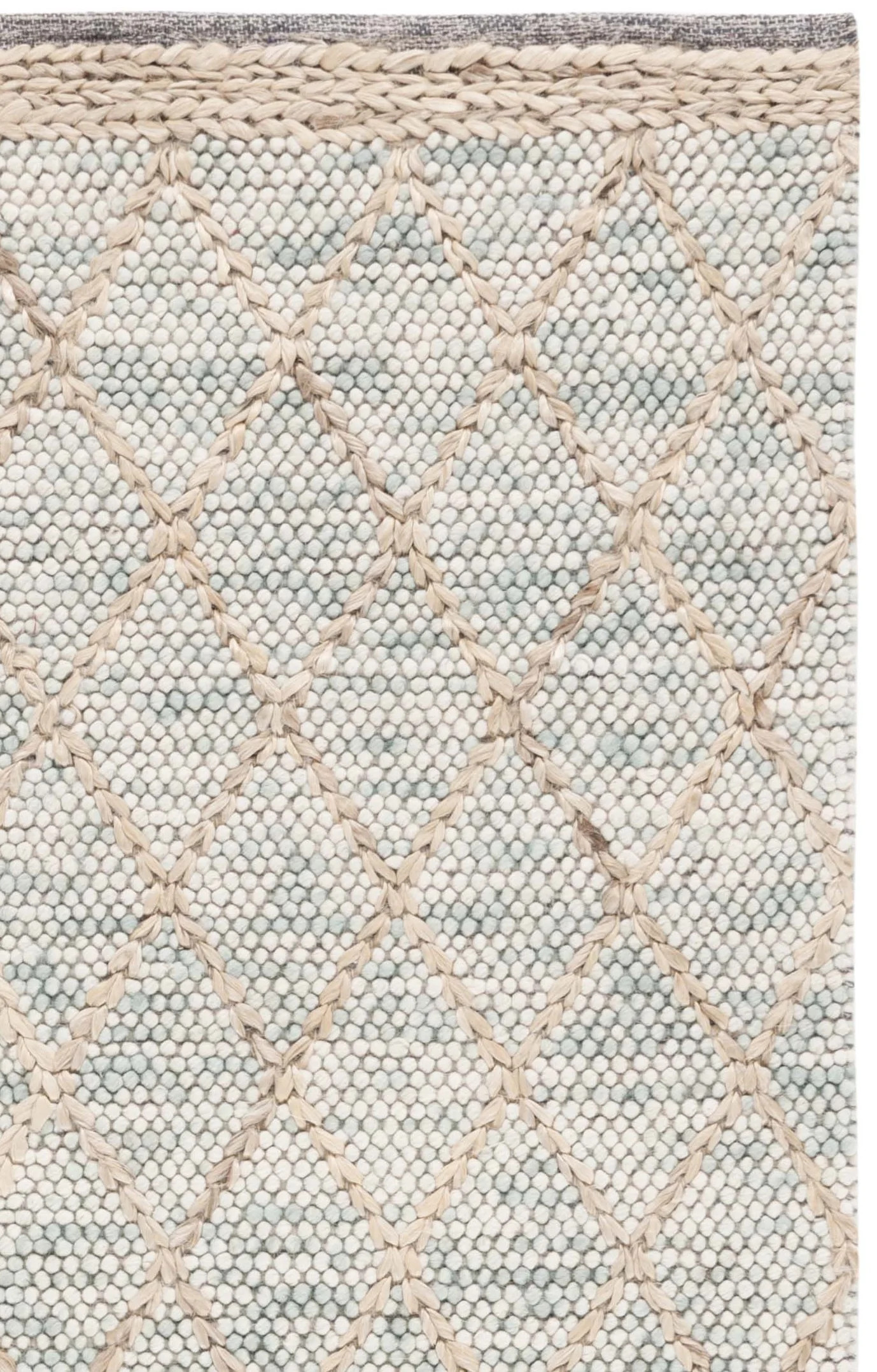 Fayelynn Hand Woven Wool/Cotton Geometric Rug in Teal/Natural | Wayfair North America