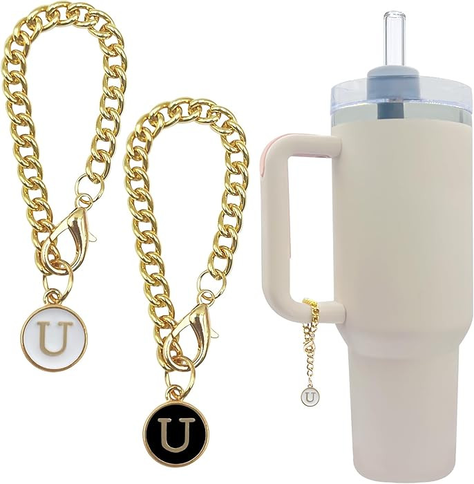 Velaco Letter U Charm Accessories for Stanley 20 30 40 oz Tumbler with Handle, Chains with Initia... | Amazon (US)