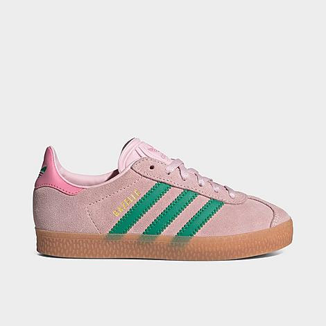 adidas Little Kids Originals Gazelle Casual Shoes in Clear Pink/Court Green/Bliss Pink Size: 12.0 | Finish Line (US)