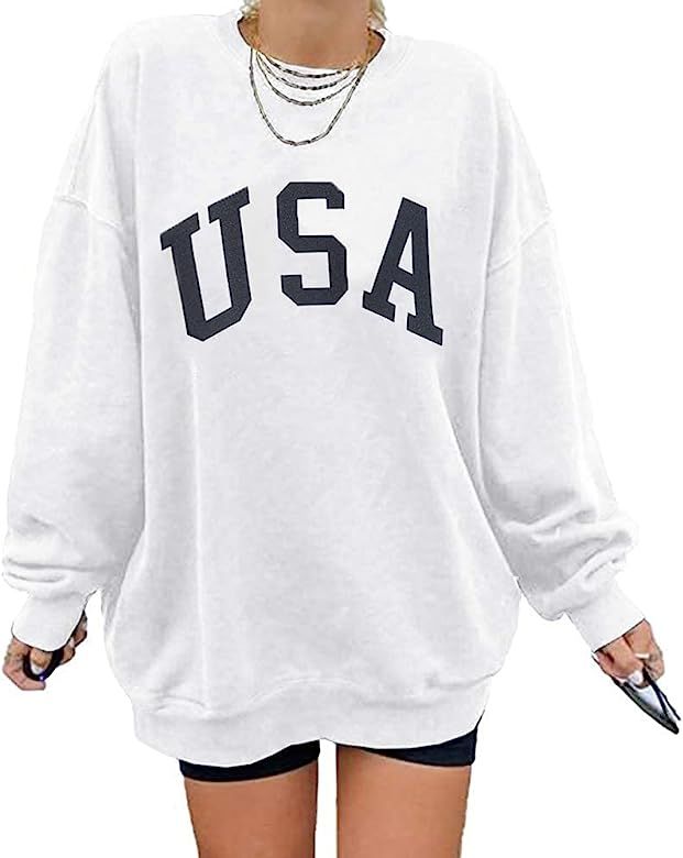 Women's Los Angeles California Oversized Batwing Long Sleeve Sweatshirts Crewneck Pullover Tops | Amazon (US)