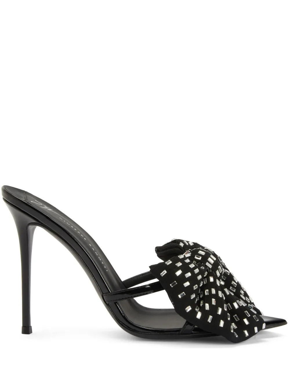 Giuseppe Zanotti Intriigo Alexandrine 90mm bow-appliqué Mules | Black | FARFETCH | Farfetch Global