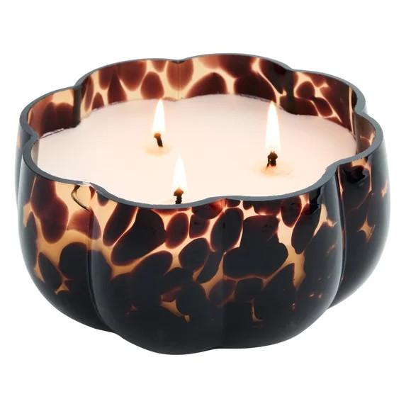 Better Homes & Gardens 2-Wick 18 oz Dark Brown Tortoiseshell Glass Pumpkin Jar Candle, Farm Apple... | Walmart (US)