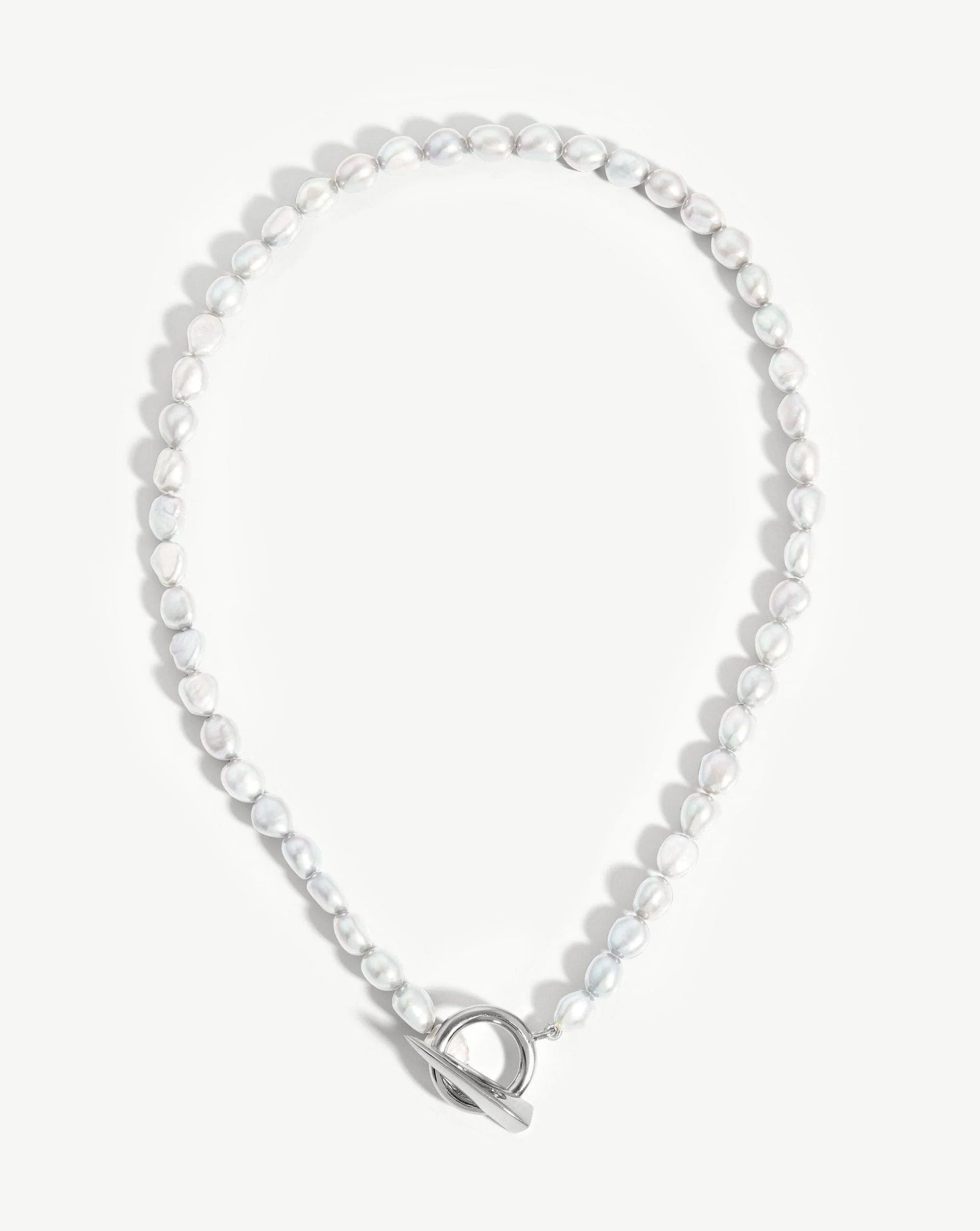 Baroque Pearl Claw T-Bar Necklace | Sterling Silver/Pearl | MIssoma UK