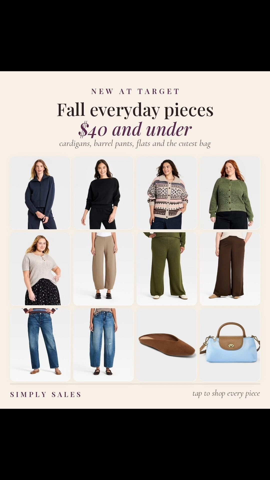 Target's new fall basics are here and everything in this set is $40 or less. The barrel pants and the patterned cardigan are the standouts.

target fall finds, barrel leg pants, wide leg sweatpants, patterned cardigan, olive cardigan, henley sweater, boyfriend jeans, barrel jeans, mule flats, crossbody bag, universal thread, a new day, all in motion, fall outfit ideas, everyday basics

#LTKdayinmylife #LTKOver40 #LTKMidsize