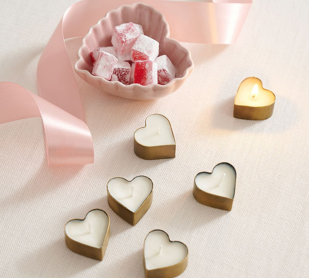 Heart Tealights Set - Rose & Peony | Pottery Barn (US)