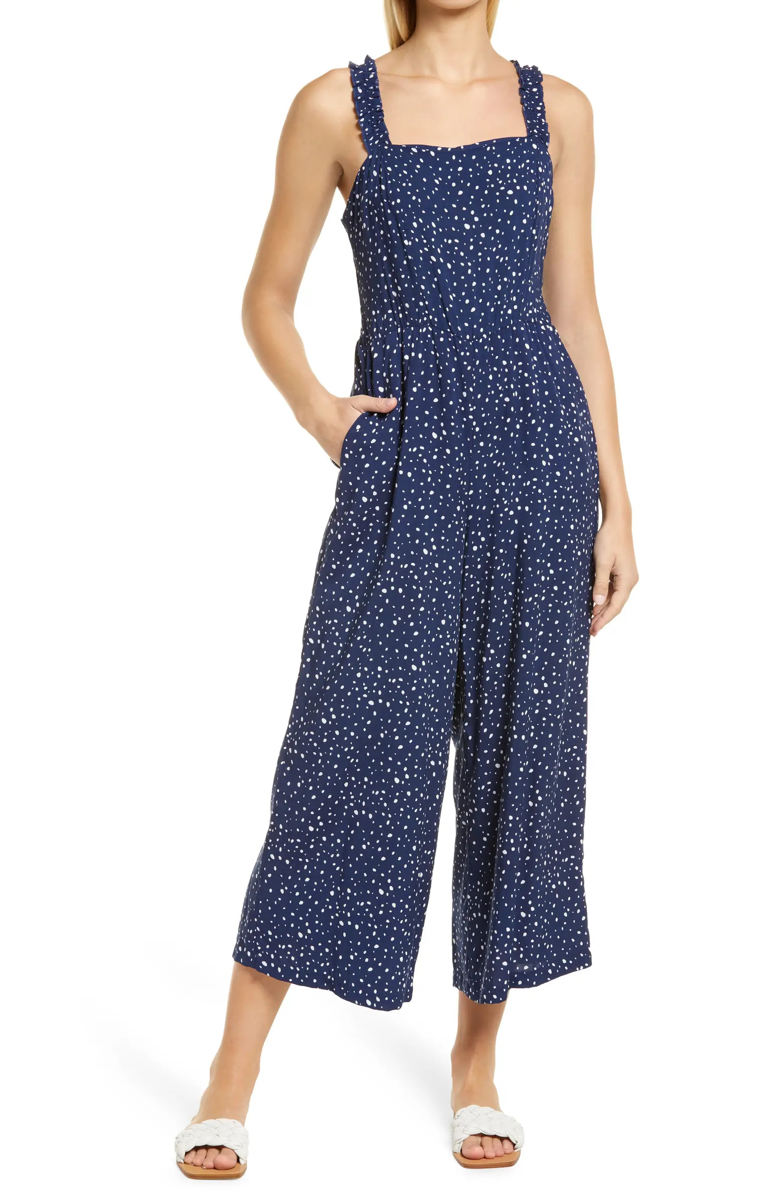 GIBSONLOOK Ruffle Strap Wide Leg Jumpsuit | Nordstrom | Nordstrom