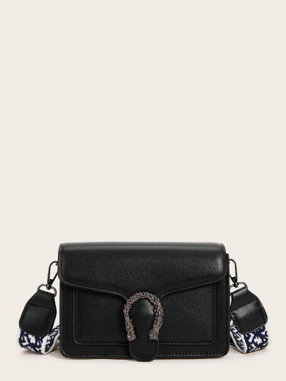 Metal Decor Flap Crossbody Bag | SHEIN