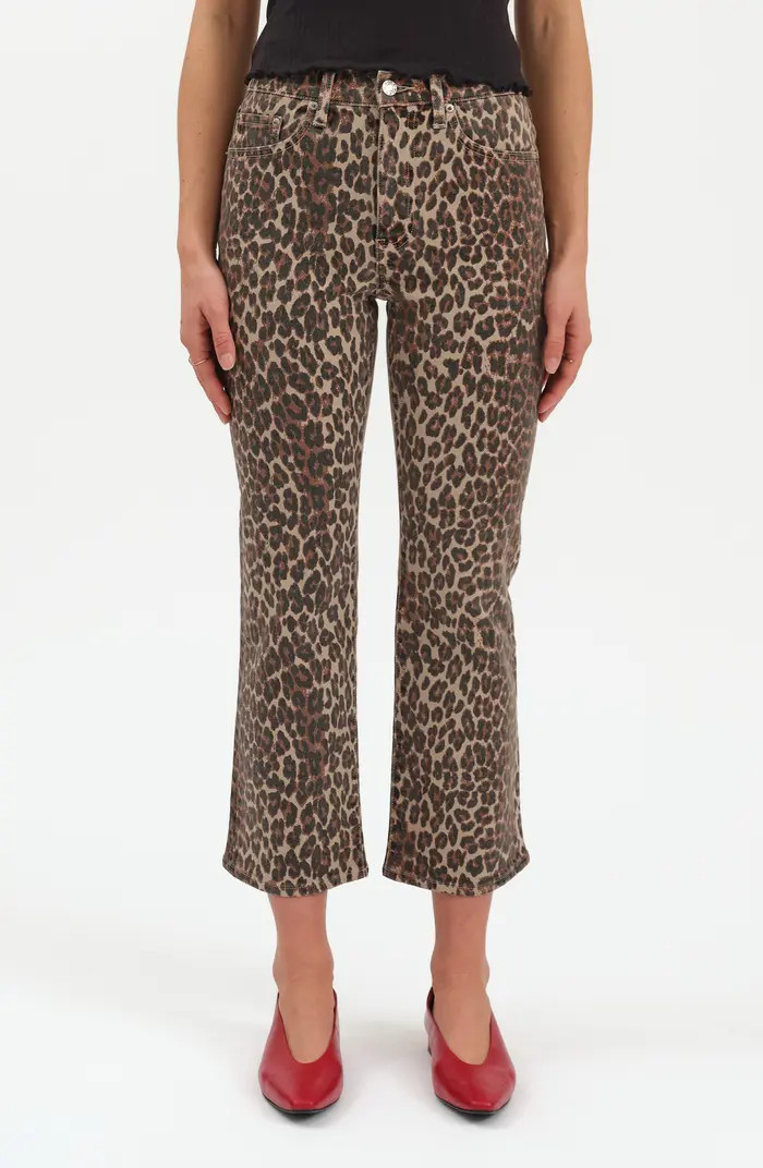 Shy Leopard Print Kick Flare Jeans | Nordstrom