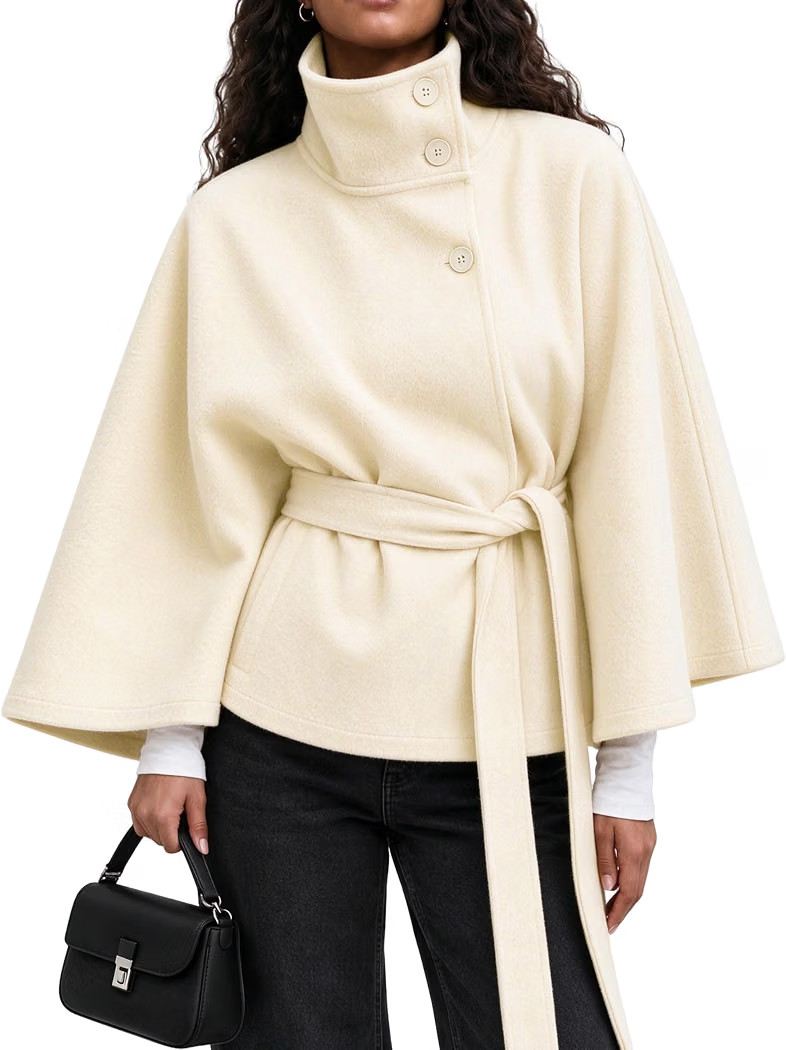 Women's Batwing Sleeve Poncho Coat Winter Cape Jacket | Amazon (US)