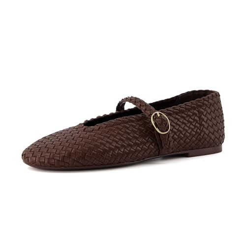 CUSHIONAIRE Women's Bistro Woven Mary Jane Flat +Memory Foam, Wide Widths Available, Woven Brown 9.5 | Amazon (US)