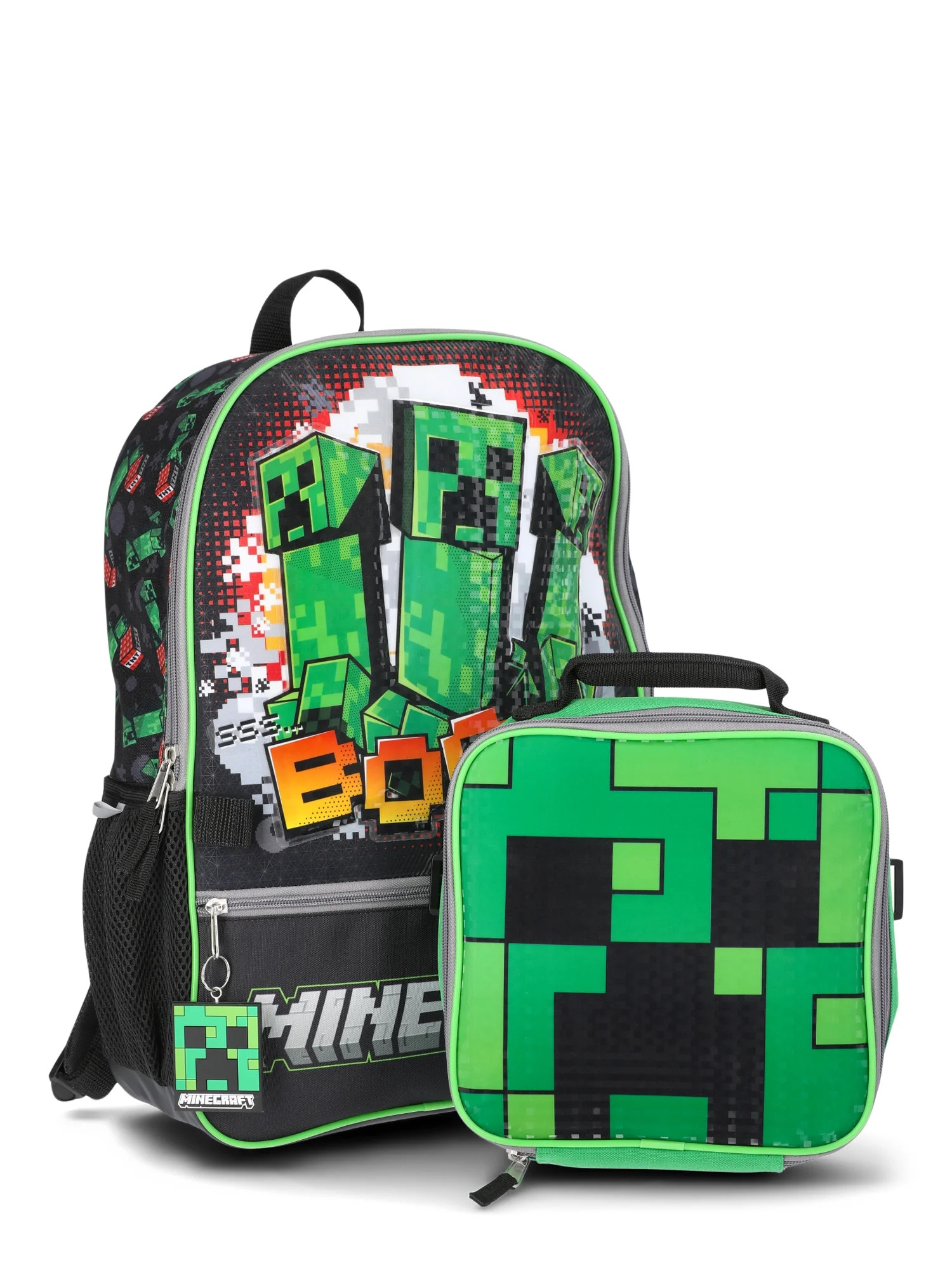 Minecraft Boys Light Up Backpack with Lunch Bag Set, 2-Piece, Green | Walmart (US)