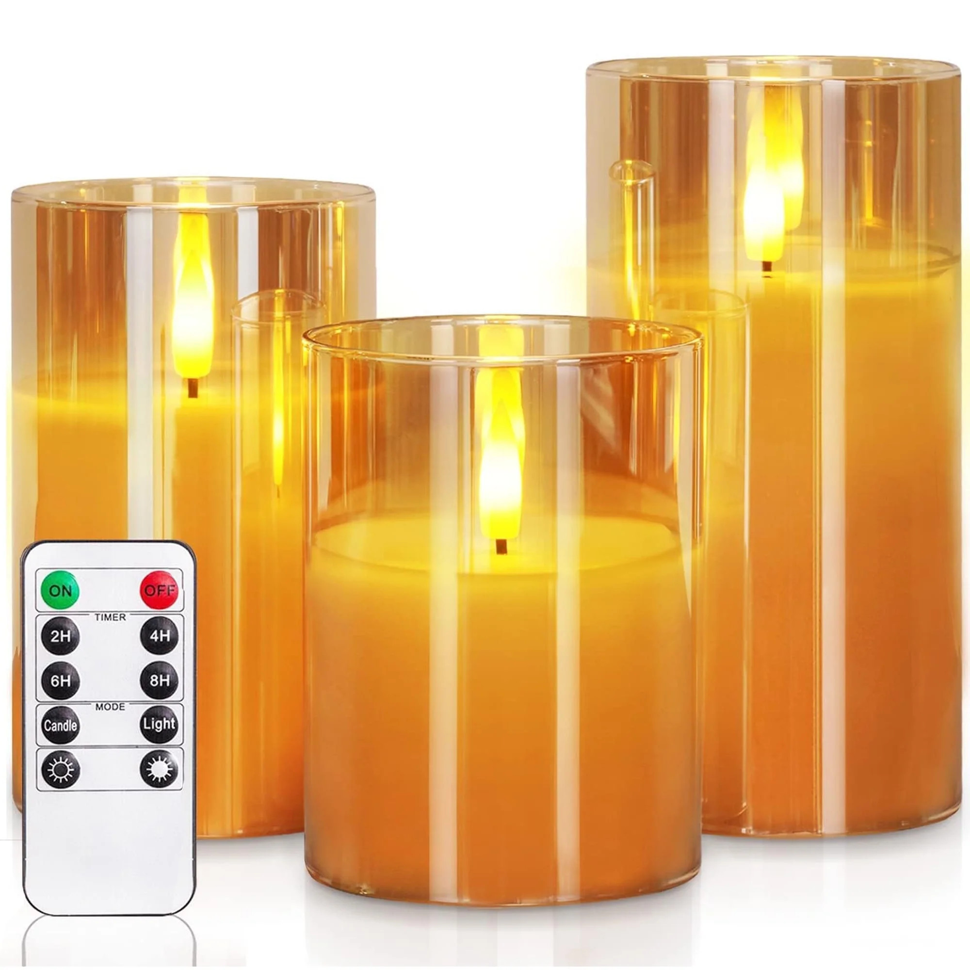 HIDAWN Flameless Candles Flickering with Remote and Timer,3D Wick Acrylic Electric Fake Candles, ... | Walmart (US)