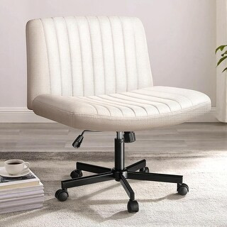Bossin Armless Office Desk Chair with Wheels,Fabric Padded Cross Legged Chair,Modern Swivel Wide ... | Bed Bath & Beyond