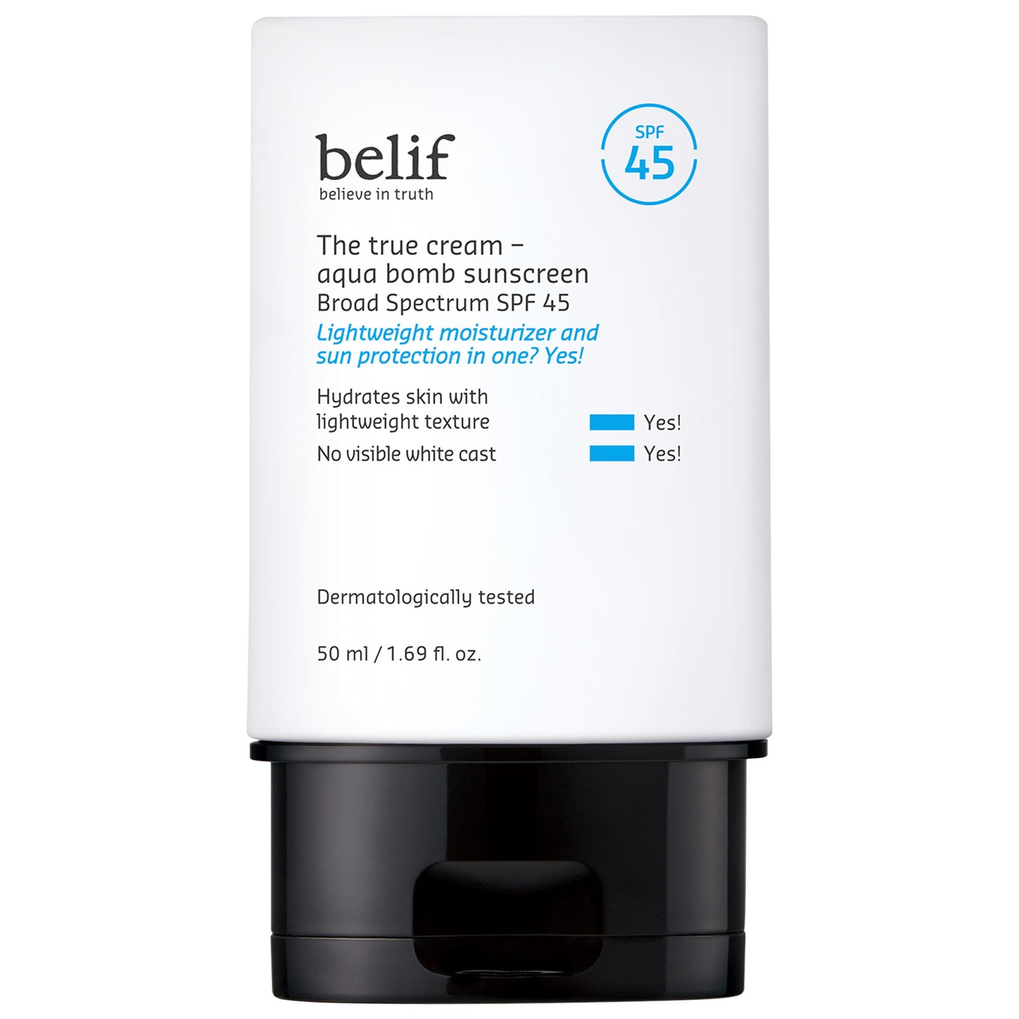 belif The True Cream Aqua Bomb SPF 45 Korean Moisturizer Face Sunscreen 1.69 oz / 50 mL | Sephora (US)
