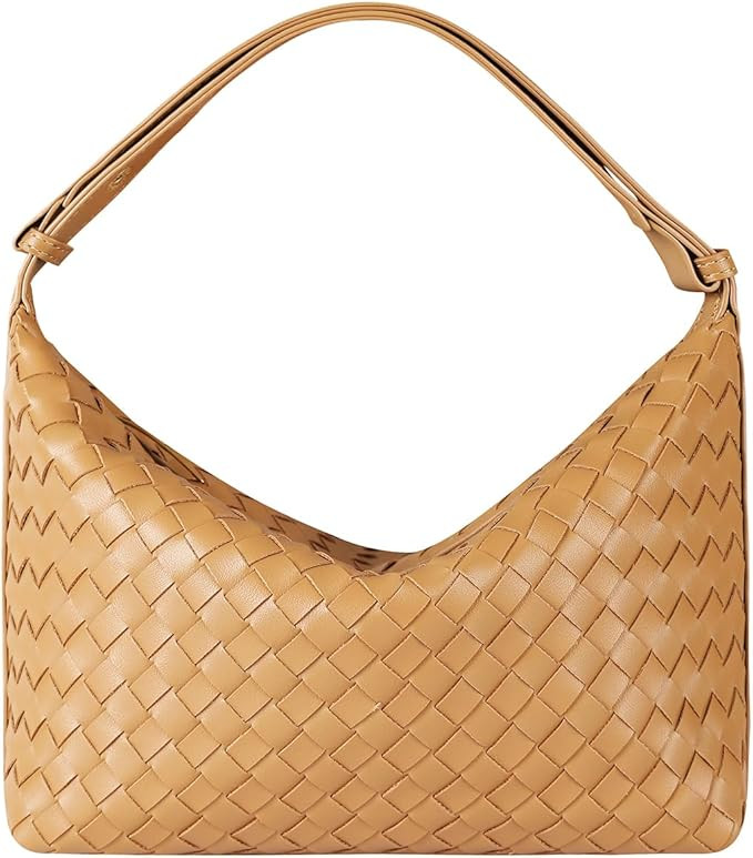 Vegan Leather Woven Tote Handbag, Top-handle Shoulder Bag, Pure Underarm Purse, Clutch, Braided | Amazon (US)