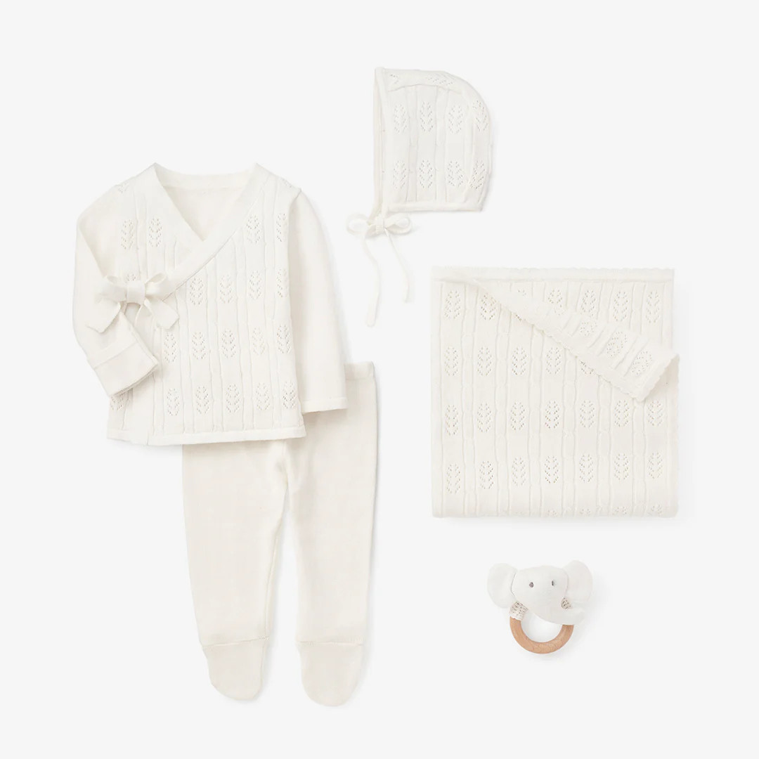 White Baby Layette Gift Set w. Box | Elegant Baby