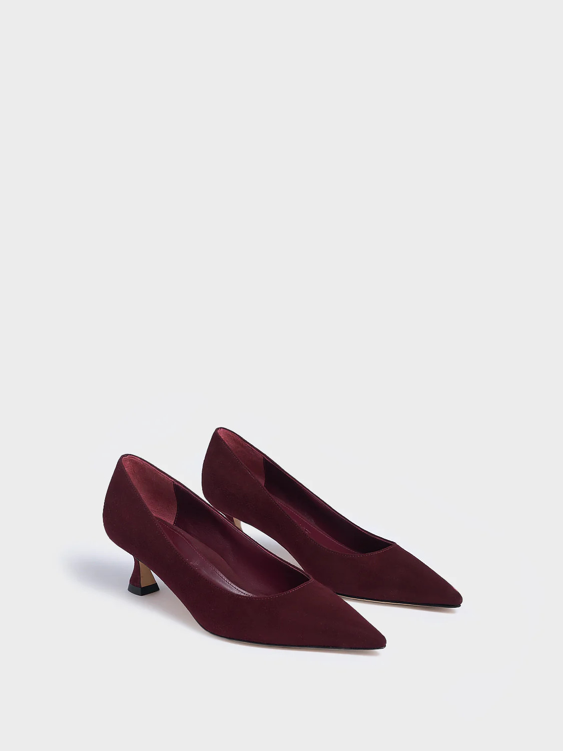 Flared Kitten Heel Pump | Merlot Suede | A Modern Classic | Marion Parke