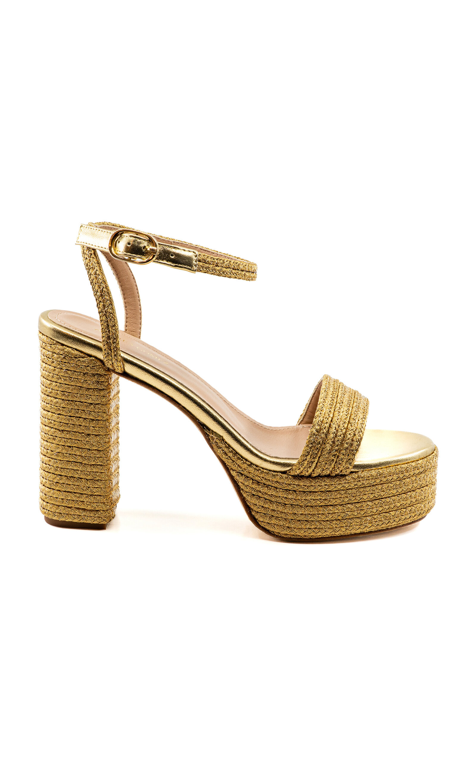 Becka Metallic-Raffia Platform Sandals | Moda Operandi (Global)