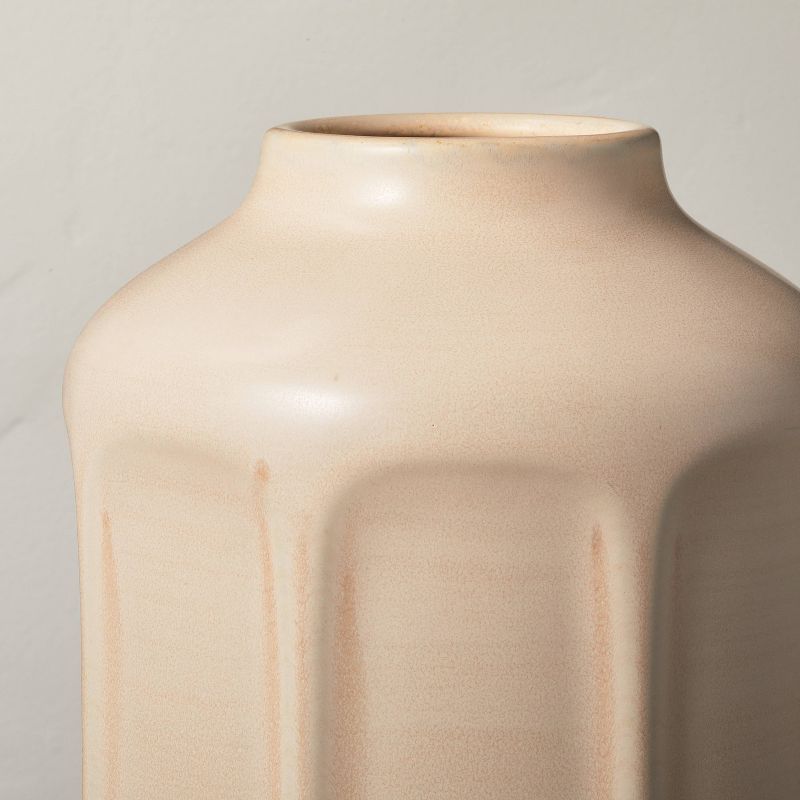 13" Faceted Ceramic Vase Sunset Taupe - Hearth & Hand™ with Magnolia | Target