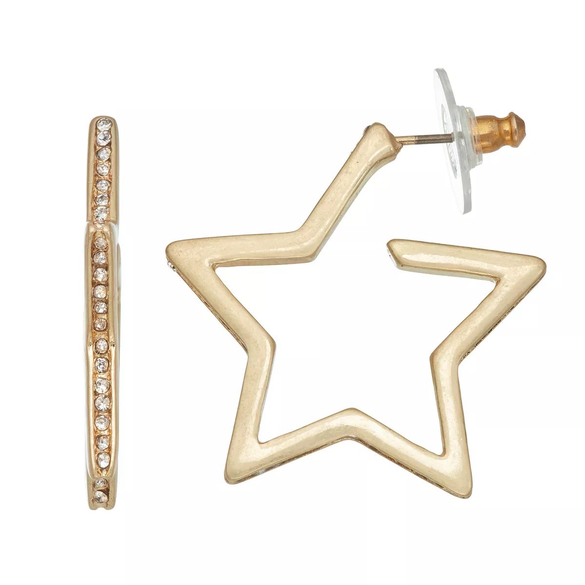 Simply Vera Vera Wang Gold-Tone & Simulated Crystal Star Hoop Earrings | Kohl's