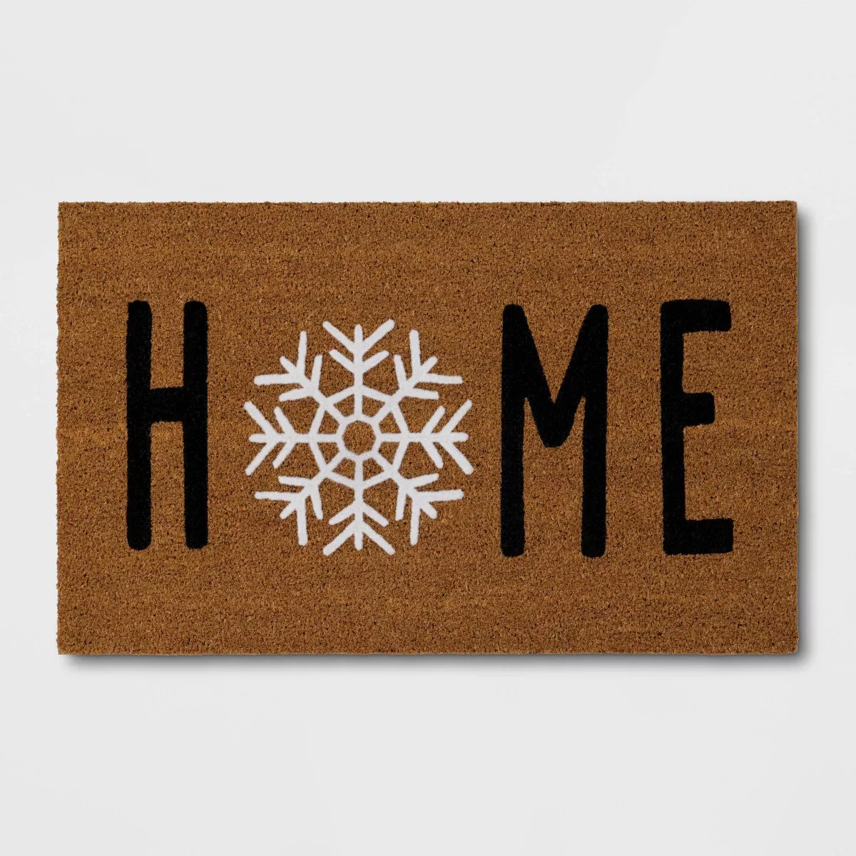 1'6"x2'6" Christmas Snowflakes 'Home' Flocked Coir Doormat Black/White - Wondershop™: Outdoor M... | Target