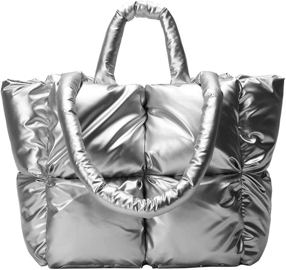 Puffer Tote Bag, Soft Puffy Bags for Women Light Winter Down Cotton Padded Quilted Tote Bag Shoul... | Amazon (US)