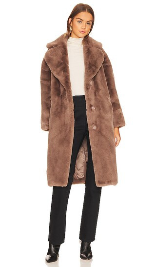Katie Faux Fur Coat in Mushroom | Revolve Clothing (Global)