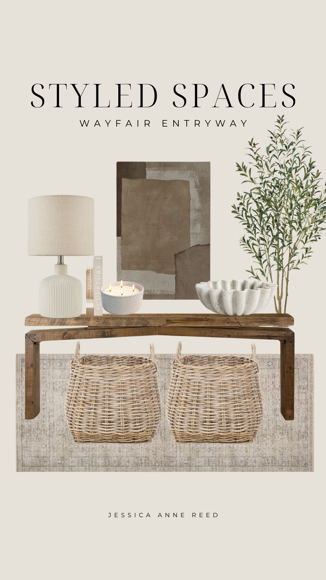 Console table styling with pieces from Wayfair 🌿 A beautifully styled space with soft neutrals, warm textures and effortless details that instantly elevate your home. 

 #LTKSeasonal #LTKHome