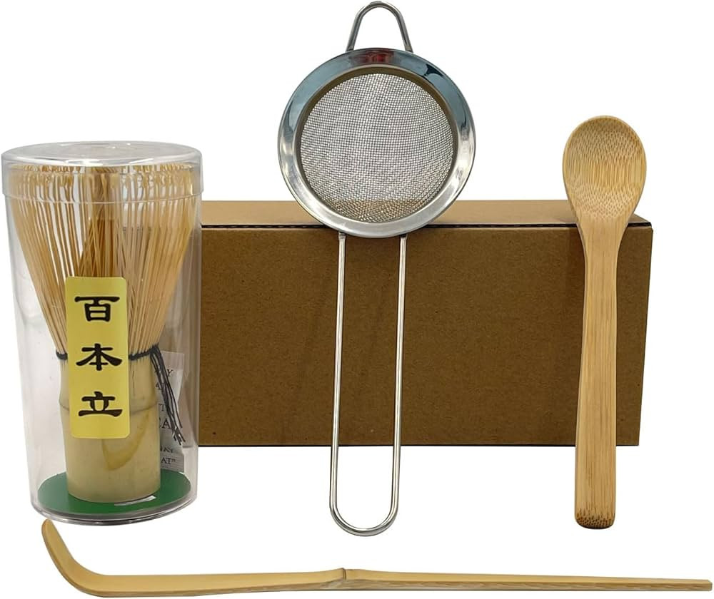 Matcha Whisk Set: 4-piece set for matcha beginners, including a traditional bamboo whisk, spoon, ... | Amazon (US)