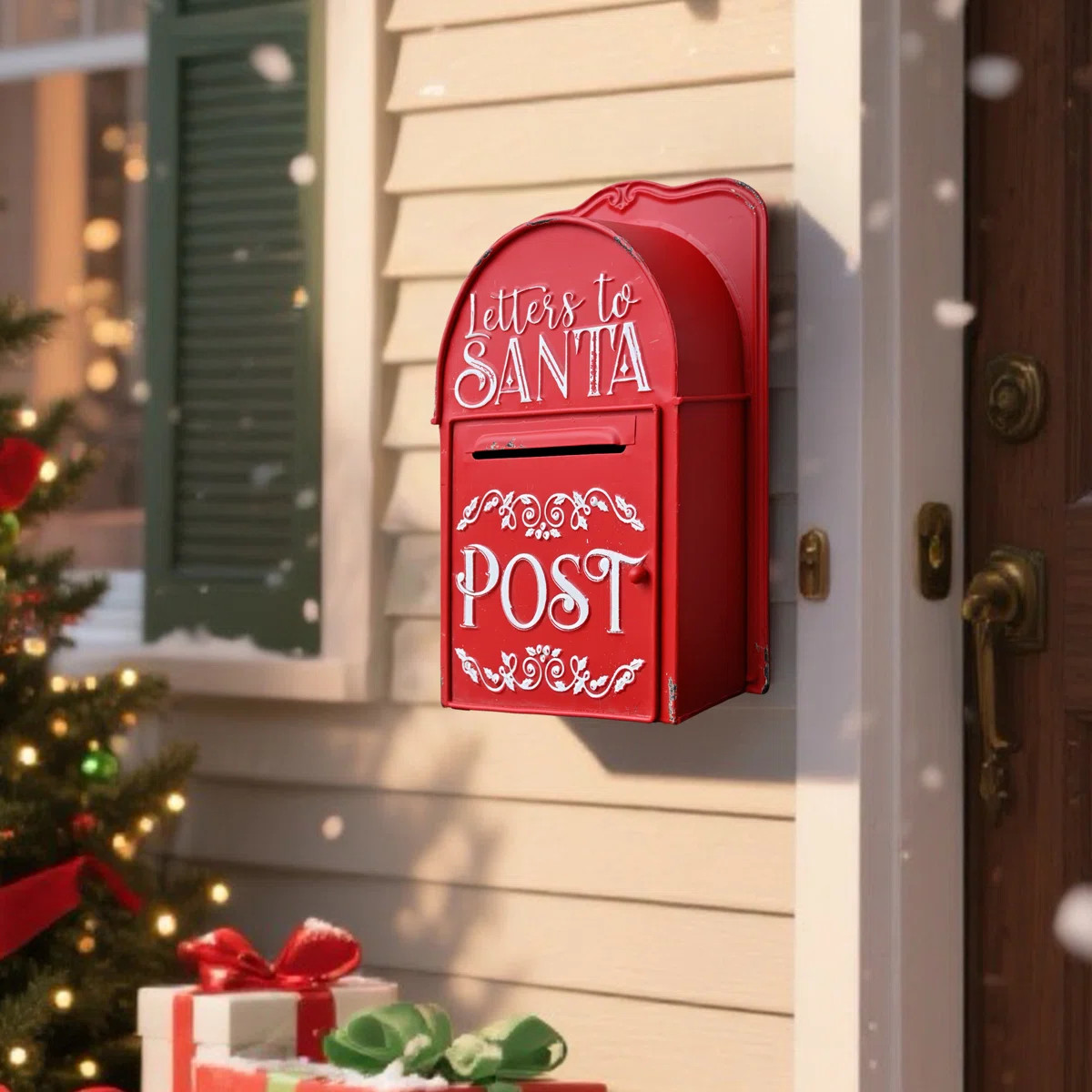 Vintage Santa Mailboxes Letters to Santa Mailbox - Distressed Red Christmas Mailbox Outdoor Wall ... | Wayfair North America