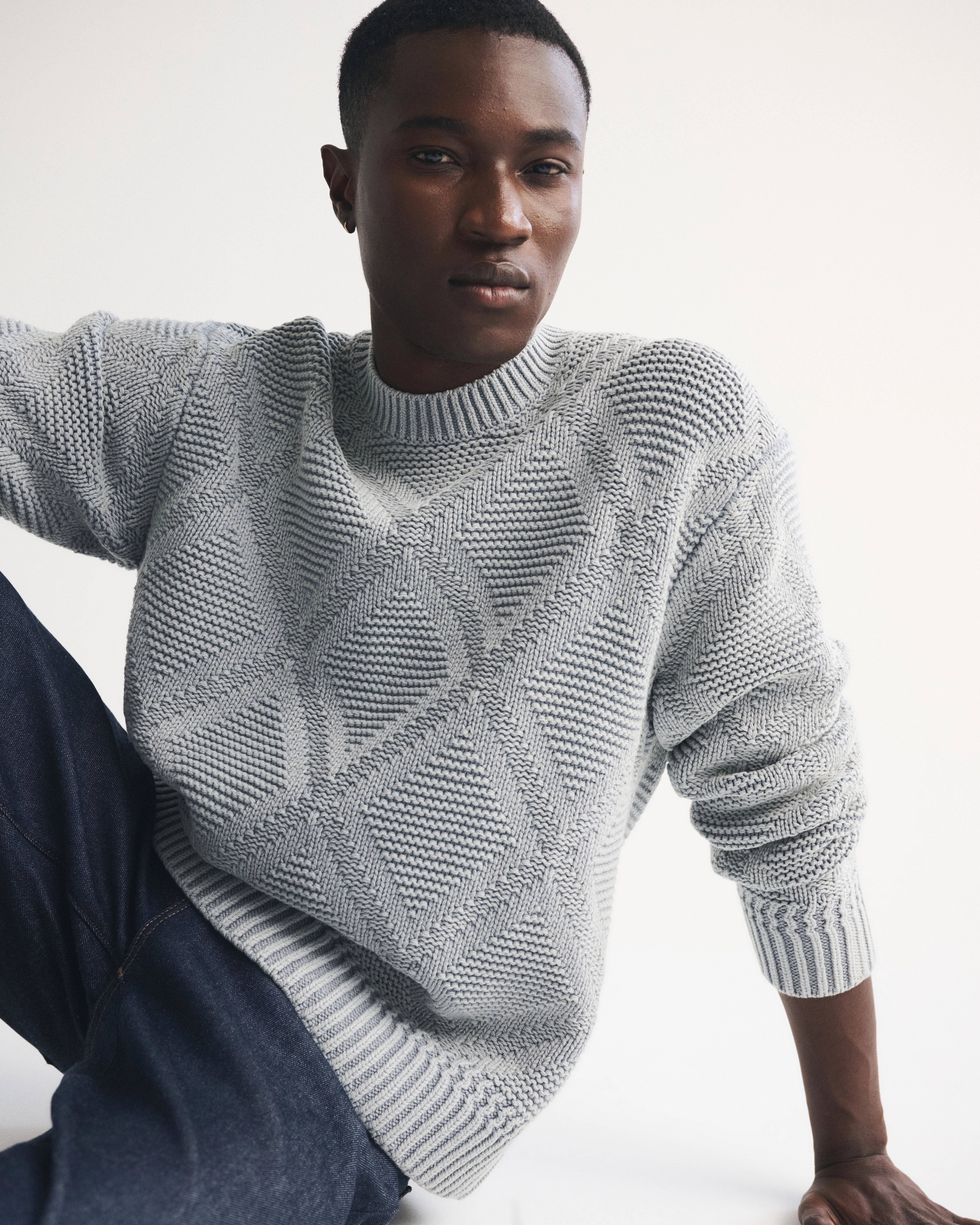 Diamond Stitch Crew Sweater | Abercrombie & Fitch (US)