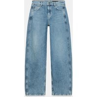 Zara - Zw Collection Curved Straight Low-Rise Jeans - Mid-Blue - 14 - Woman | Zara UK