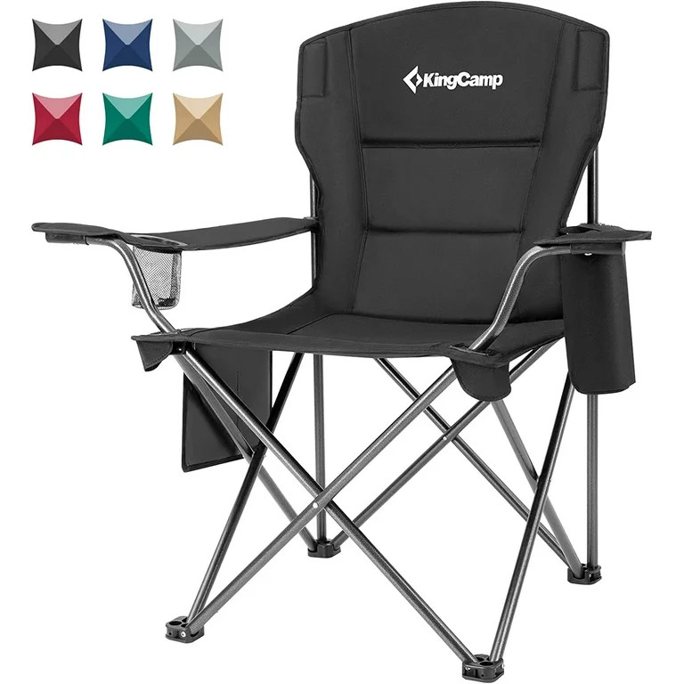 KingCamp Outdoor Camping Chair Padded Folding Chair for Adult Supports 300 lbs Black | Walmart (US)