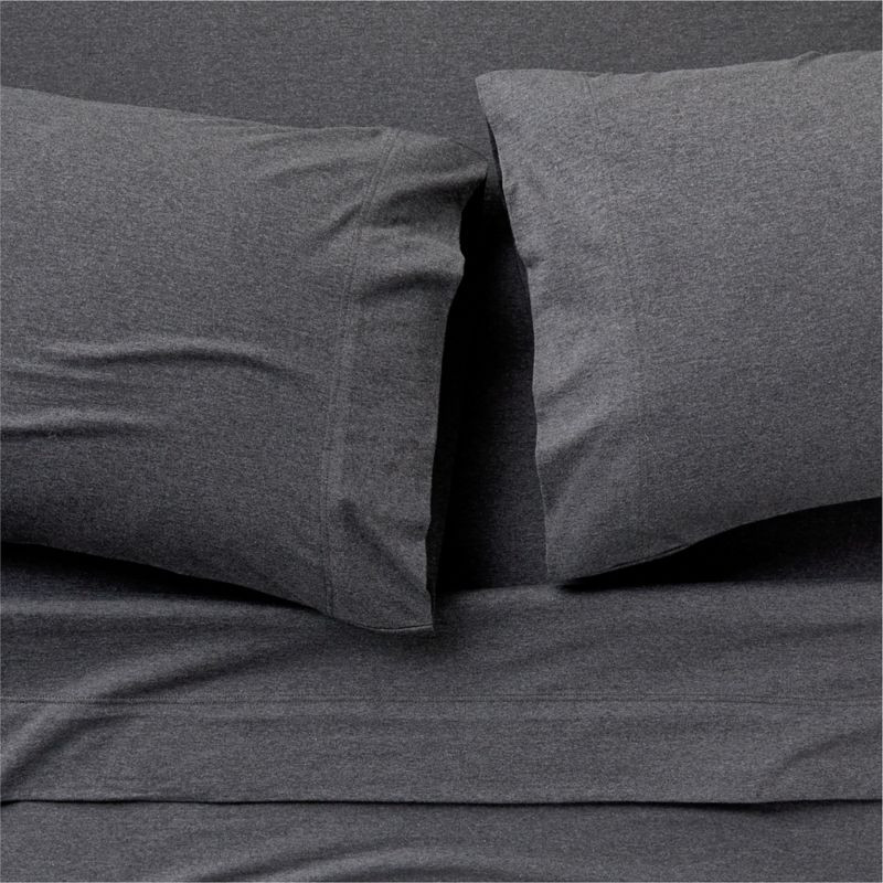 Cozysoft Organic Jersey Charcoal Grey King Bed Sheet Set + Reviews | Crate & Barrel | Crate & Barrel