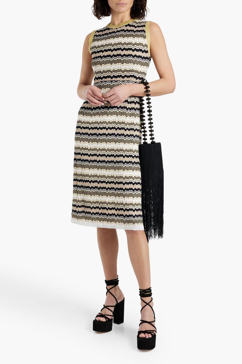 Metallic striped crochet-knit dress | The Outnet (US and CA)