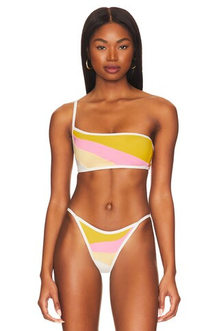 L*SPACE Daybreak Bikini Top in Sunshine Gold, Guava, Golden Hour, & Cream from Revolve.com | Revolve Clothing (Global)