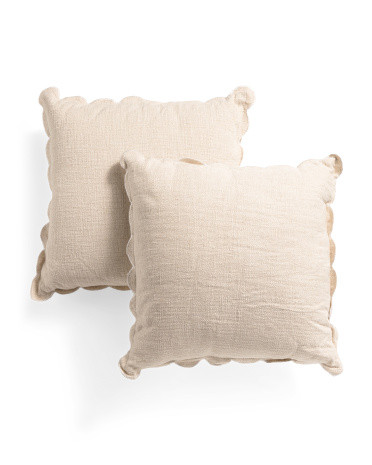 Set Of 2 20x20 Scalloped Linen And Cotton Blend Pillows | TJ Maxx