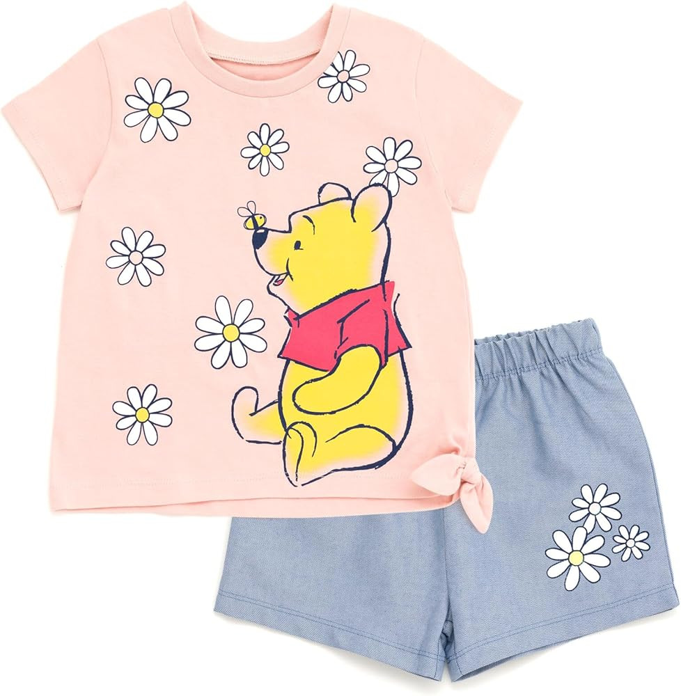 Disney Minnie Mouse Winnie the Pooh Princess T-Shirt and Shorts Outfit Set Infant to Big Kid Size... | Amazon (US)