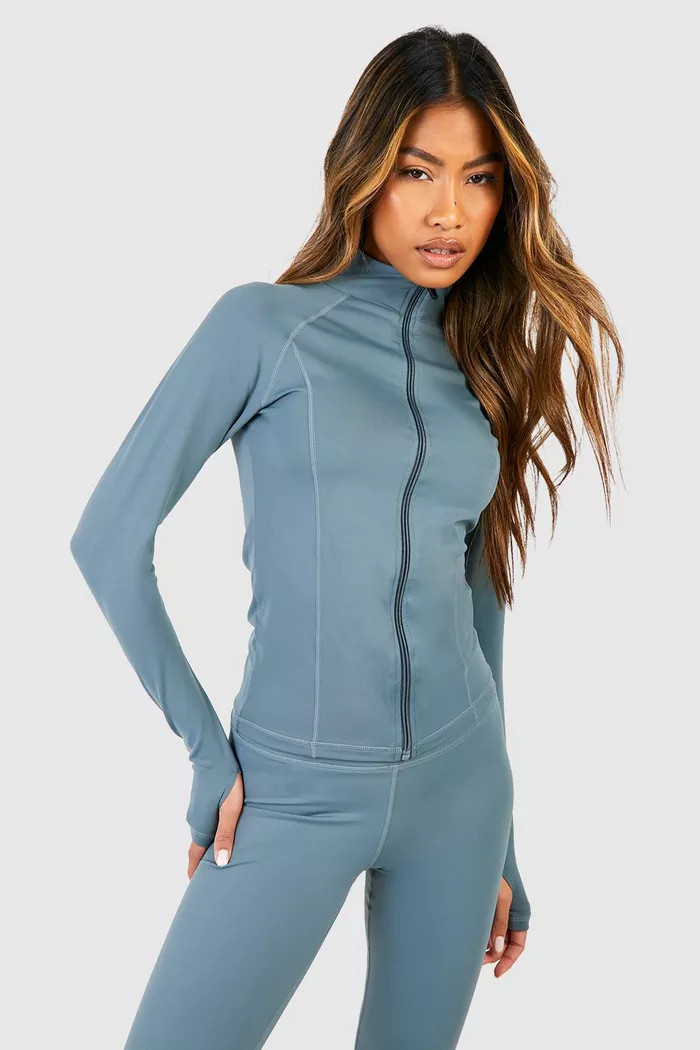 Black DSGN Studio Supersoft Peached Sculpt Zip Through Jacket | Boohoo.com (UK & IE)