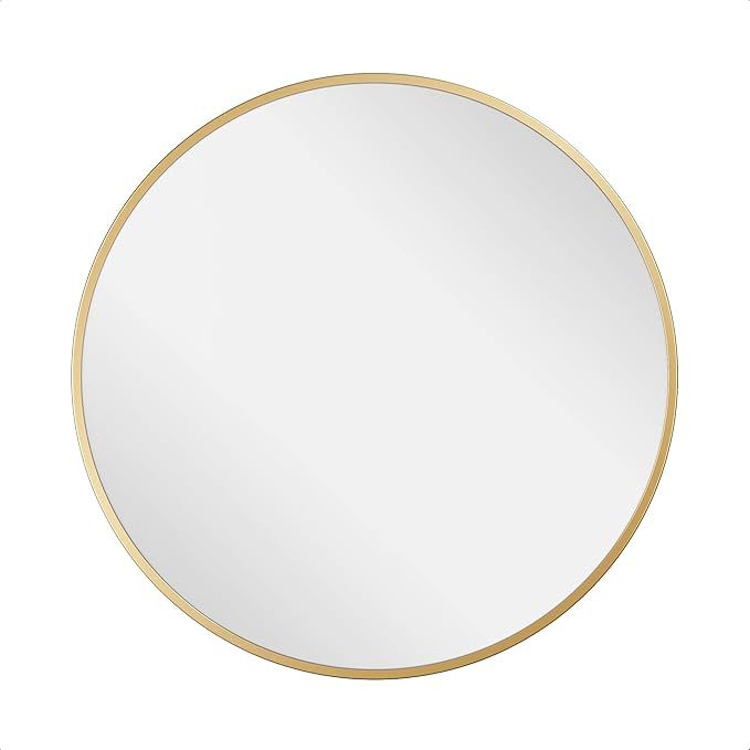 Barnyard Designs 24" Large Round Gold Metal Wall Hanging Mirror, Decorative Vintage Circle Mirror... | Amazon (US)