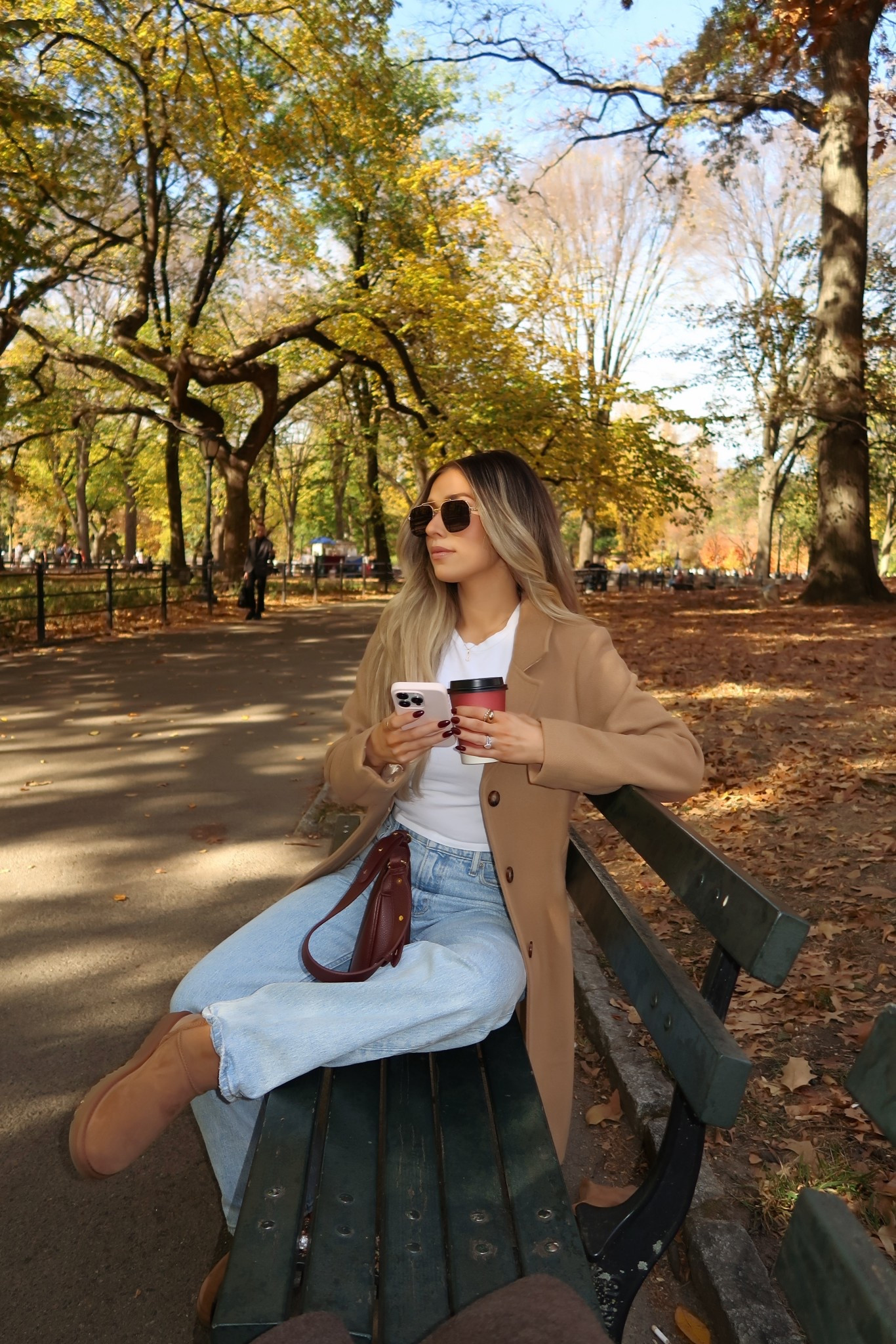 casual fall ootd ☕️🚕🍂 size xs in the coat & top and 24 short in my jeans 

#LTKSeasonal #LTKFindsUnder100 #LTKFindsUnder50