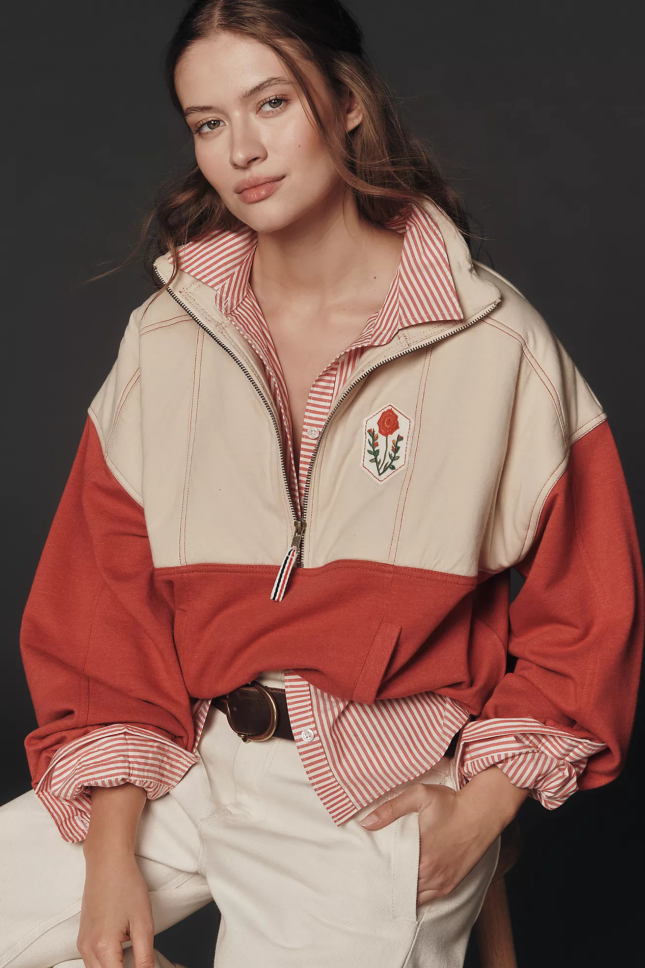 Pilcro Shetland Half-Zip Pullover Sweatshirt | Anthropologie (US)