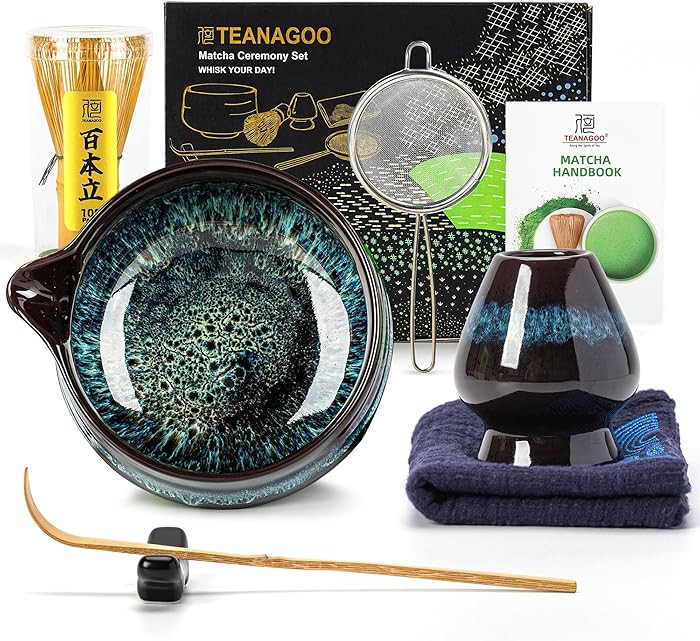 TEANAGOO Matcha Whisk Set, 7 Pcs Matcha Set Blue, Matcha Kit for Ceremony, Matcha Tea Set for Mak... | Amazon (US)