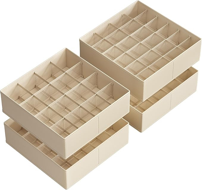 SONGMICS Set of 4 Drawer Organizers, Closet Organizers for Underwear, 80 Cells, Foldable Sock Hol... | Amazon (US)