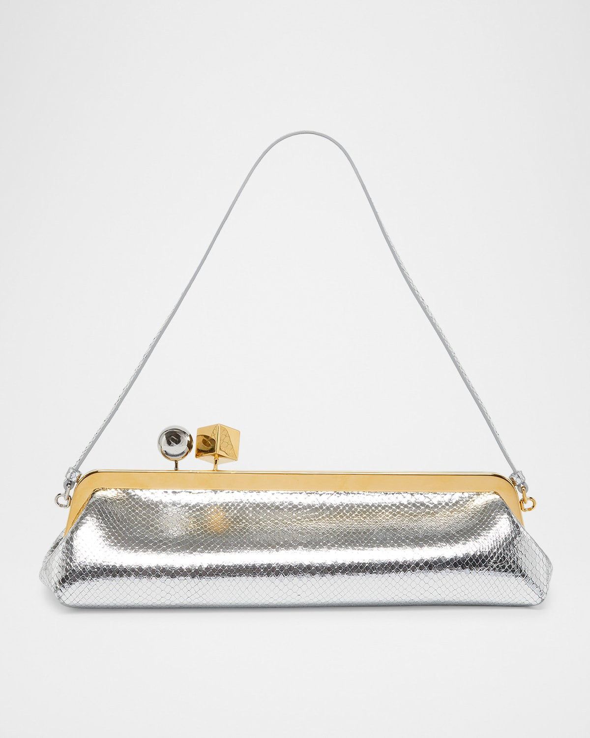 La Pochette Salon Snakeskin-Embossed Leather Clutch Bag | Neiman Marcus