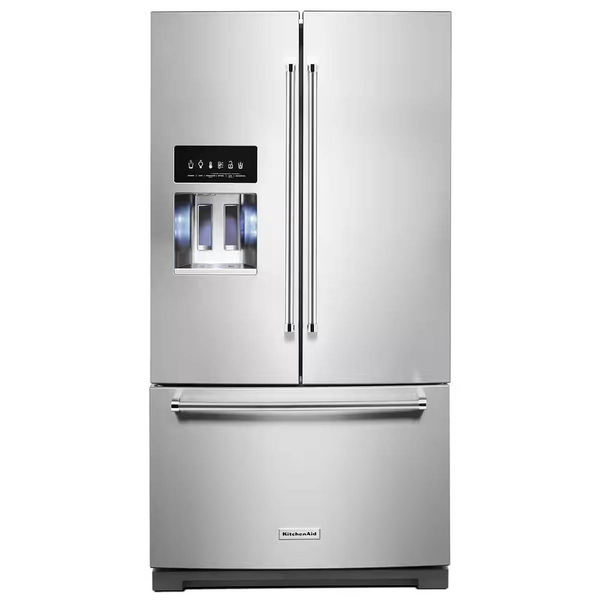 KitchenAid - 36 in. Wide 26.8 cu. ft. Standard-Depth French Door Refrigerator with Exterior Ice and Water Dispenser - Stainless Steel | Best Buy U.S.