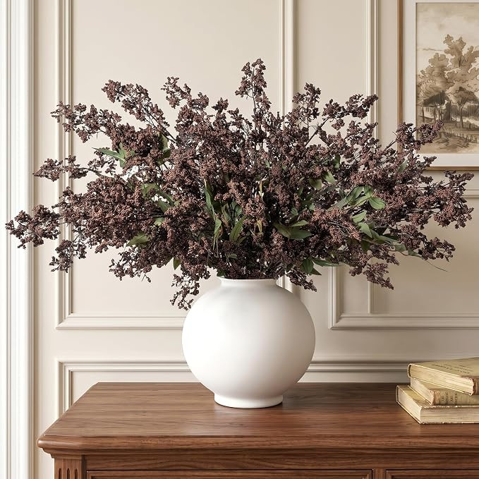 3Pcs Brown Artificial fall berry stems for Vase, 43 Inch faux berry stems realistic, , Rustic Har... | Amazon (US)