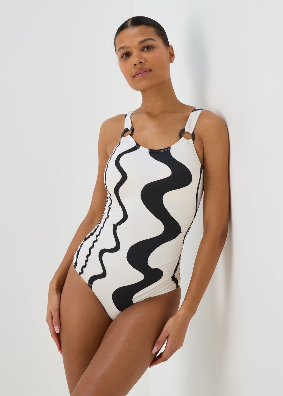 Cream Swirl Ring Swimsuit - Size 6 | Matalan (UK)
